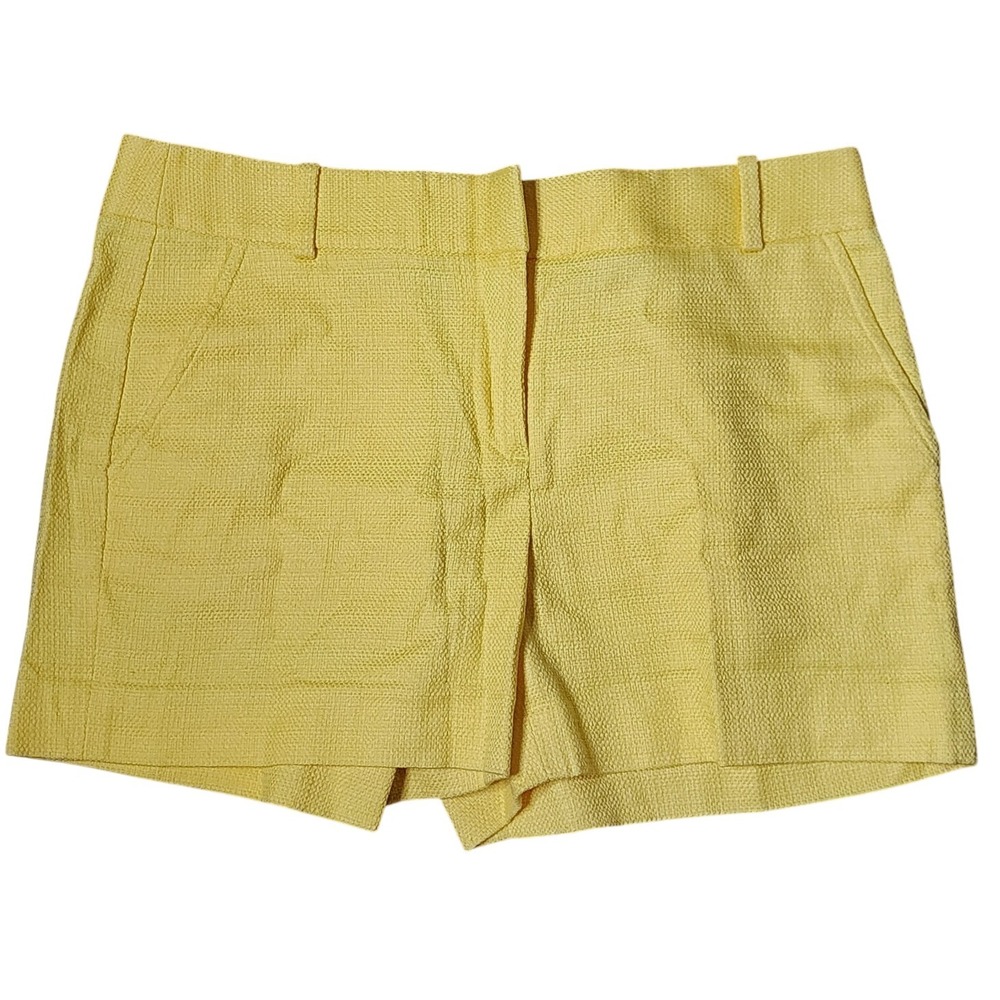 Loft Yellow Mid Rise Shorts‎ 6 Flat Front Textured Cotton Summer Colorful